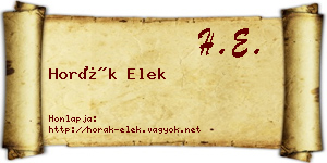 Horák Elek névjegykártya